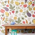Eat Your Greens, White Mural Wallpaper - room preview 03