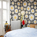 Dashing Daisies, Midnight Mural Wallpaper - room preview 03
