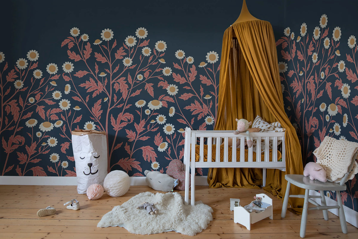 Chamomile, Midnight Mural Wallpaper - room preview 03