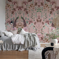 Peacock Garden, Pink Mural Wallpaper - room preview 03