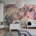 Pink Watercolors Mural Wallpaper - room preview 03