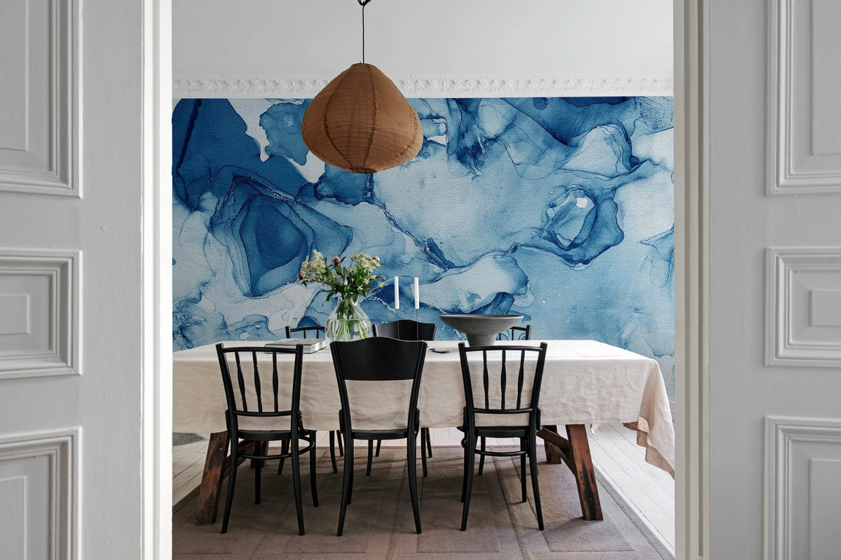 Blue Watercolors Mural Wallpaper - room preview 03