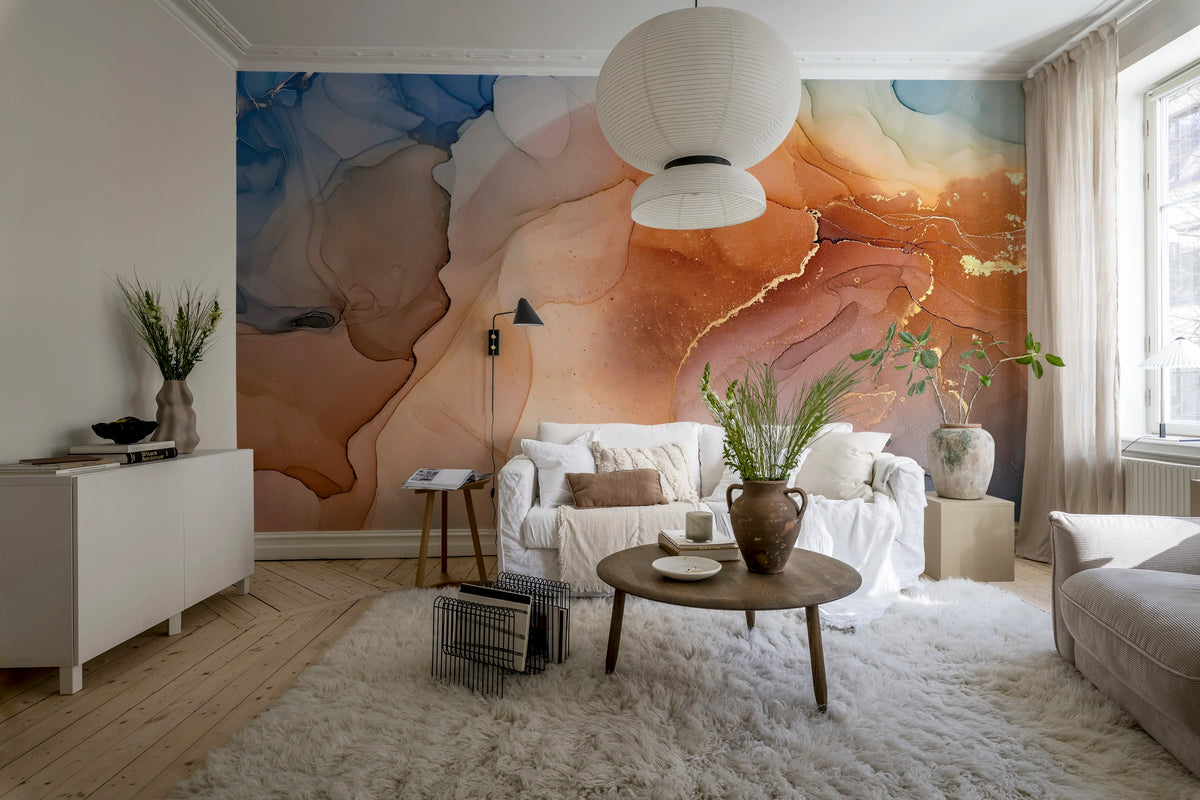 Colors in Harmony, Coral Mural Wallpaper - room preview 03
