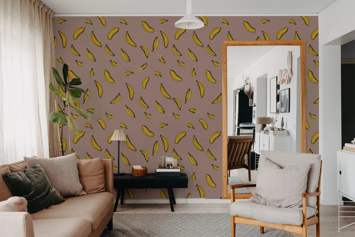 Bananza, Pink Mural Wallpaper - room preview 03
