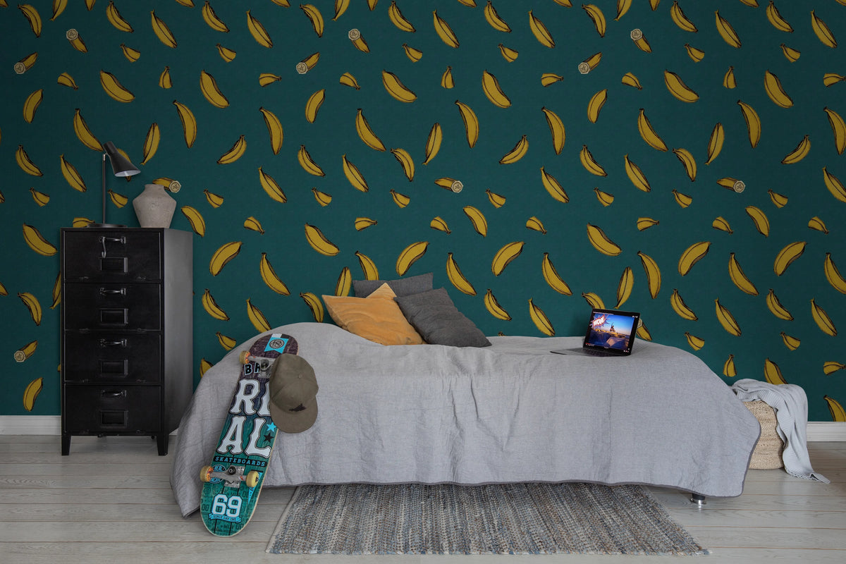 Bananza, Petrol Mural Wallpaper - room preview 03
