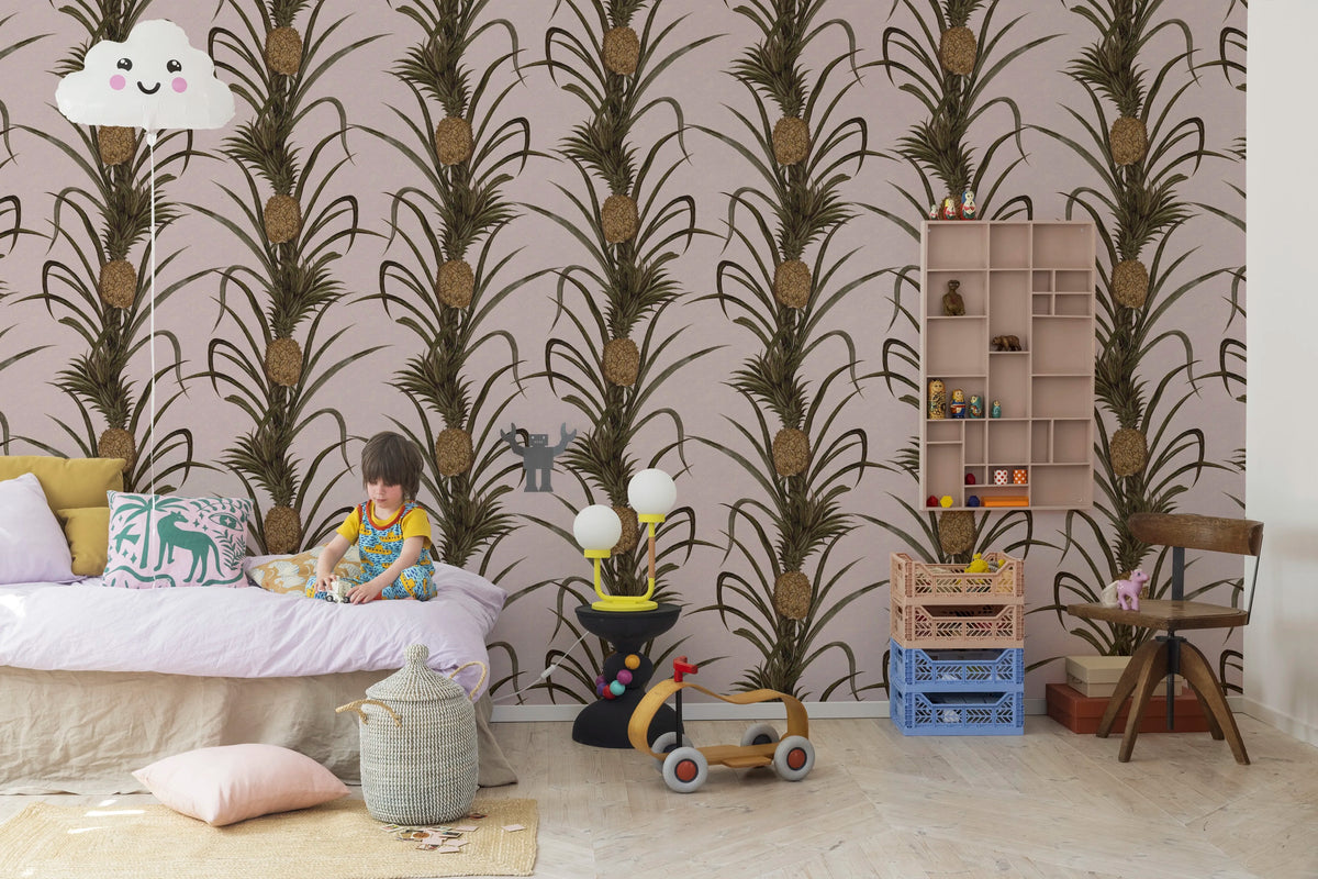 Pineapple, Soft Pink Mural Wallpaper - room preview 03