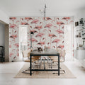 Flamingos, Soft Pink Mural Wallpaper - room preview 03