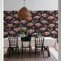 Flamingos, Liquorice Mural Wallpaper - room preview 03