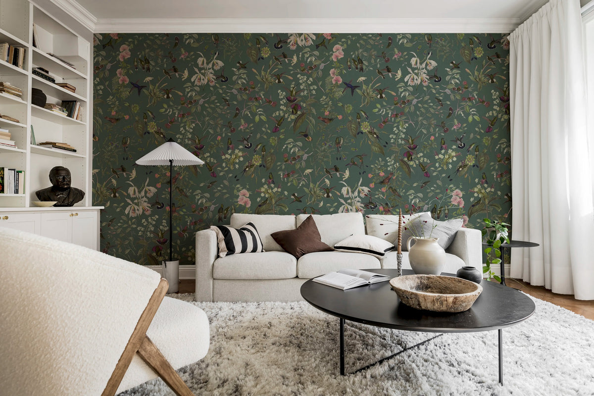 Hummingbird, Lush Mural Wallpaper - room preview 03