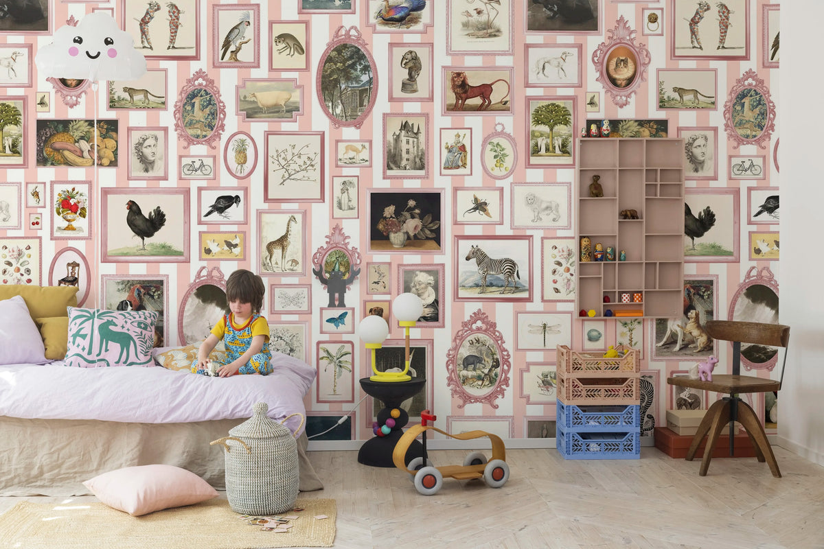 Vintage Frames, Pink Mural Wallpaper - room preview 03