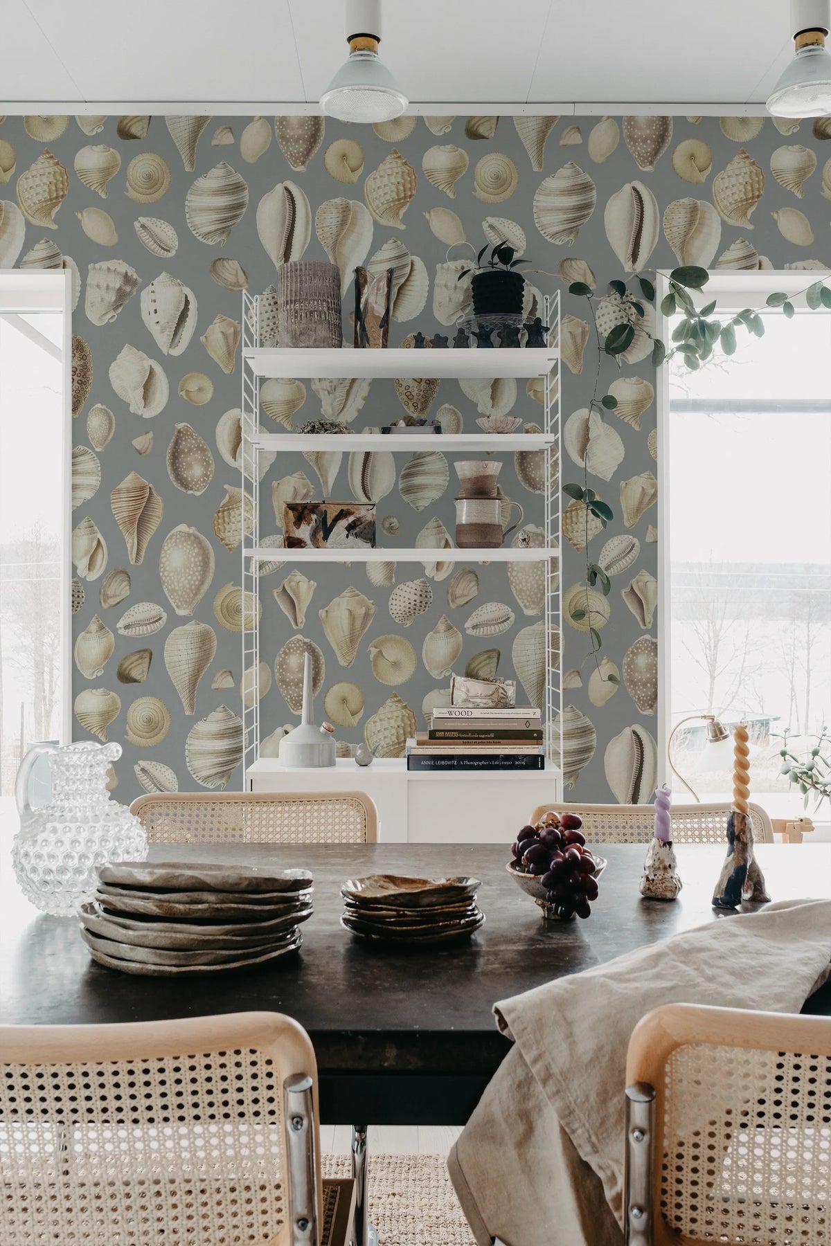 Ocean Shells, Blue Mural Wallpaper - room preview 03