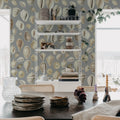 Ocean Shells, Blue Mural Wallpaper - room preview 03