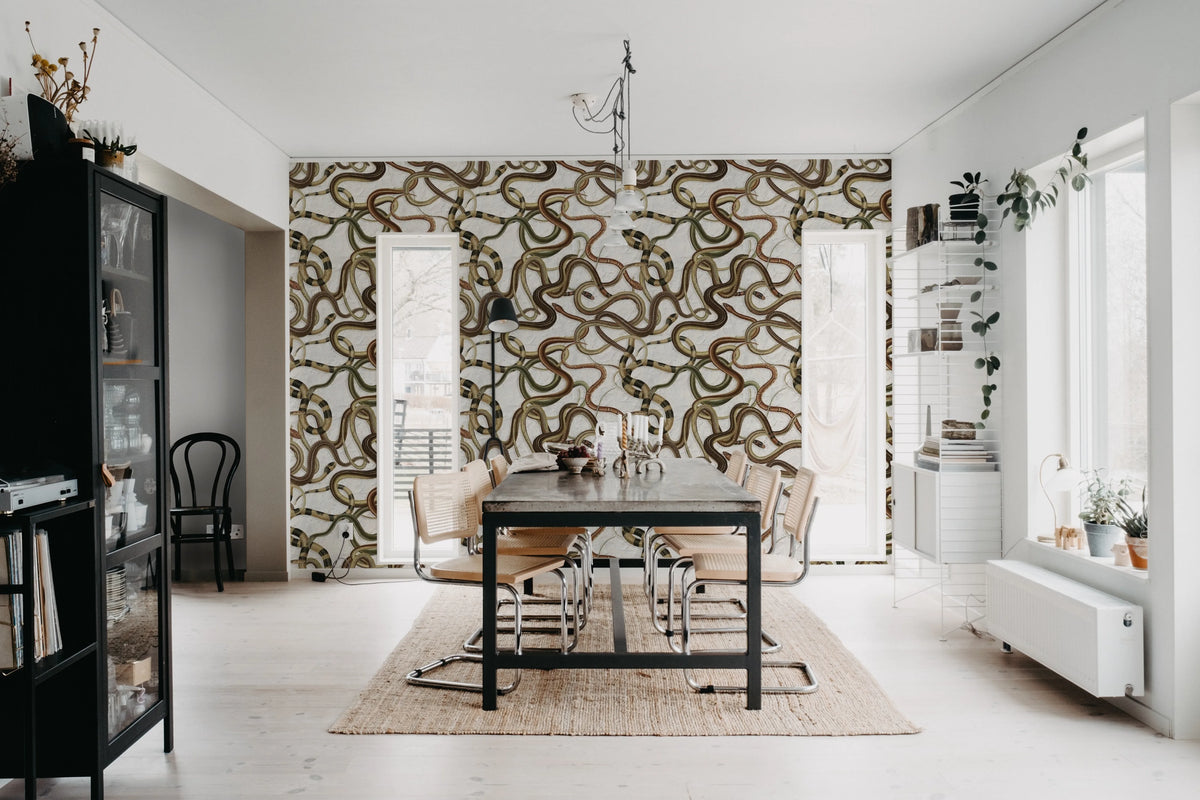 Snakey, Graphite Mural Wallpaper - room preview 03