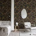Snakey, Black Mural Wallpaper - room preview 03
