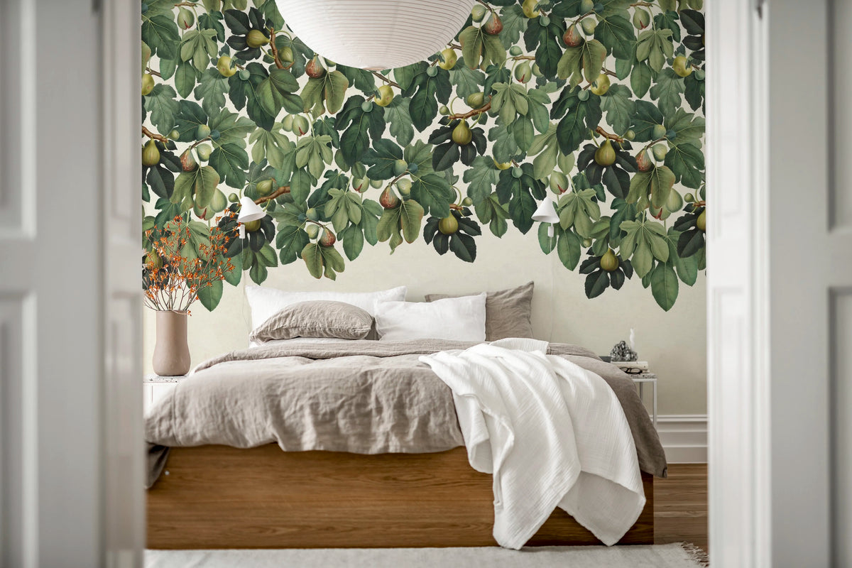 Dangling Figs, Green Mural Wallpaper - room preview 03