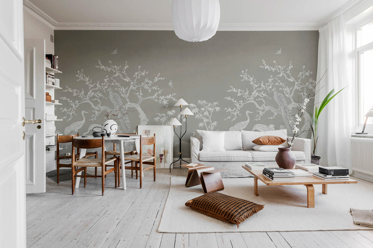 Chinoiserie Blossom, Natural Beige Mural Wallpaper - room preview 03