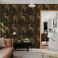 Bold Tigers, Black Mural Wallpaper - room preview 03