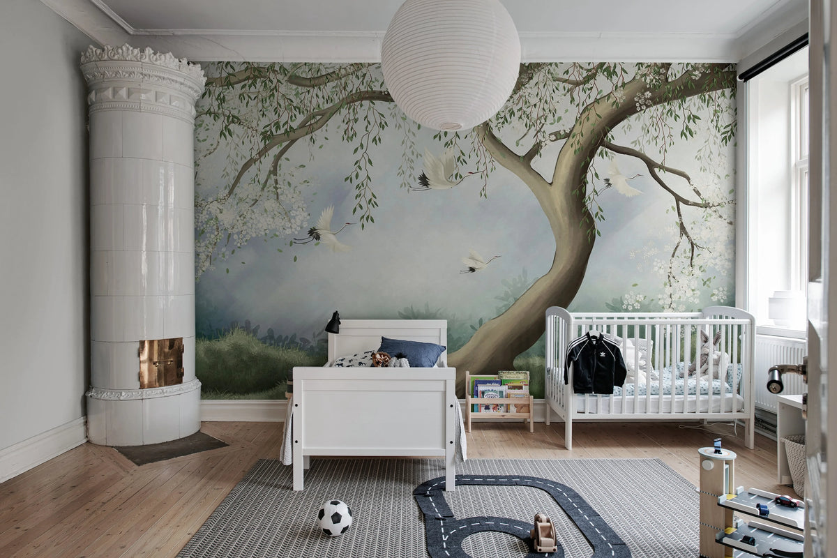 Tree of Dreams, White Mural Wallpaper - room preview 03