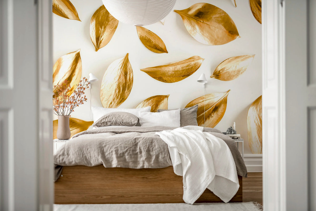 Golden Leaves Mural Wallpaper - room preview 03