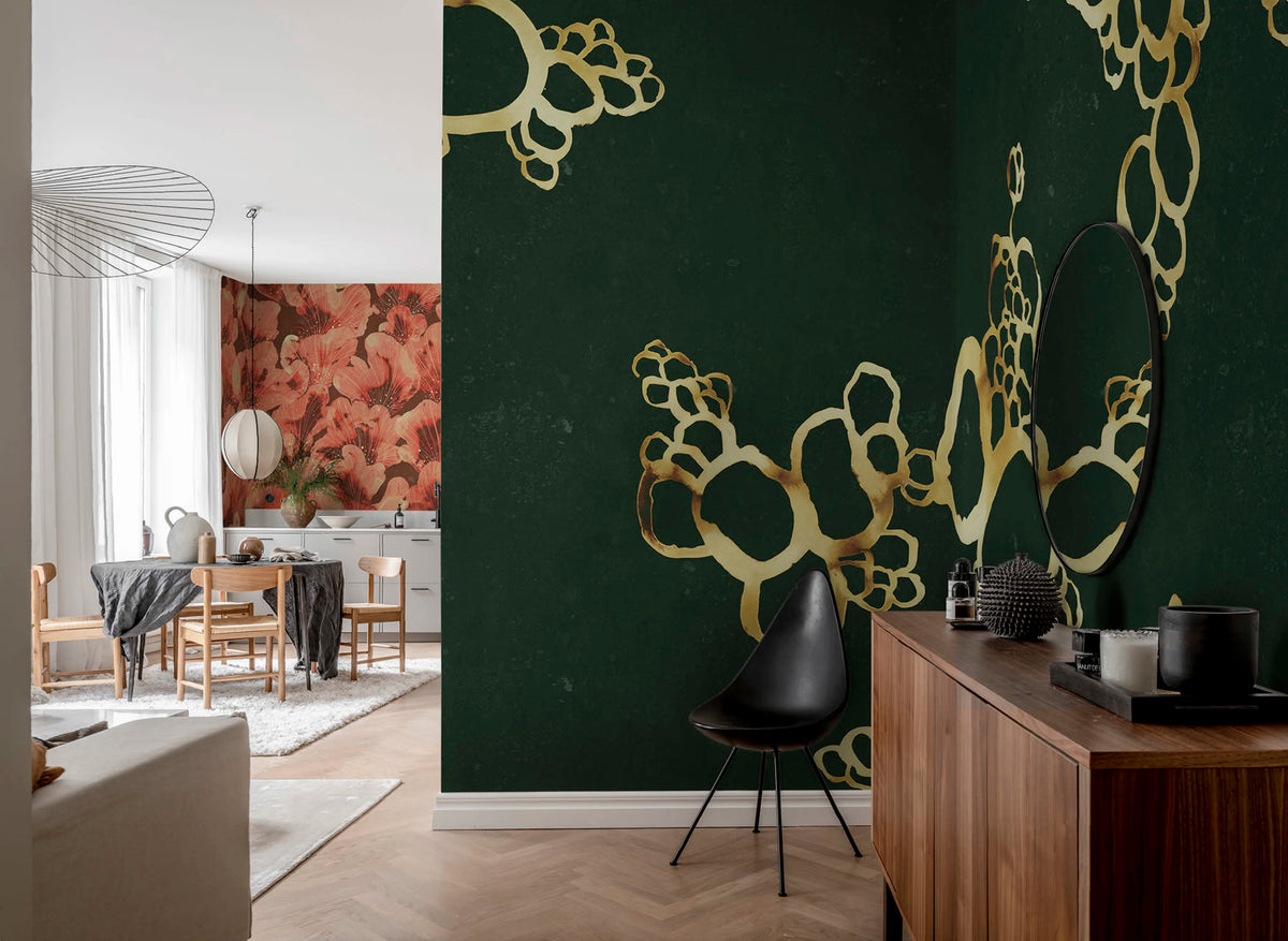 Lightning Clownfish, Green Mural Wallpaper - room preview 03
