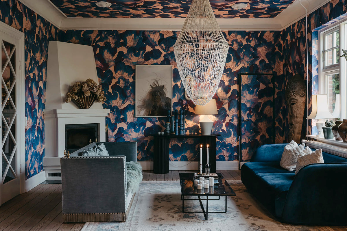 Corals, Blue Mural Wallpaper - room preview 03
