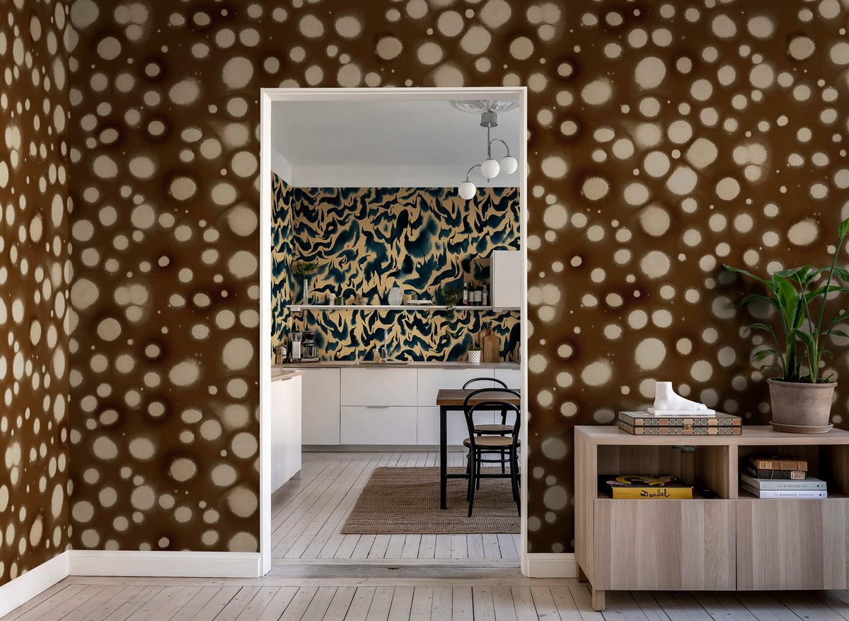 Spotted Puffer, Brown Mural Wallpaper - room preview 03