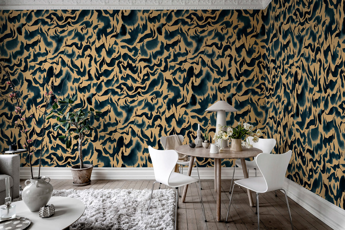 Discus, Orange Blue Mural Wallpaper - room preview 03