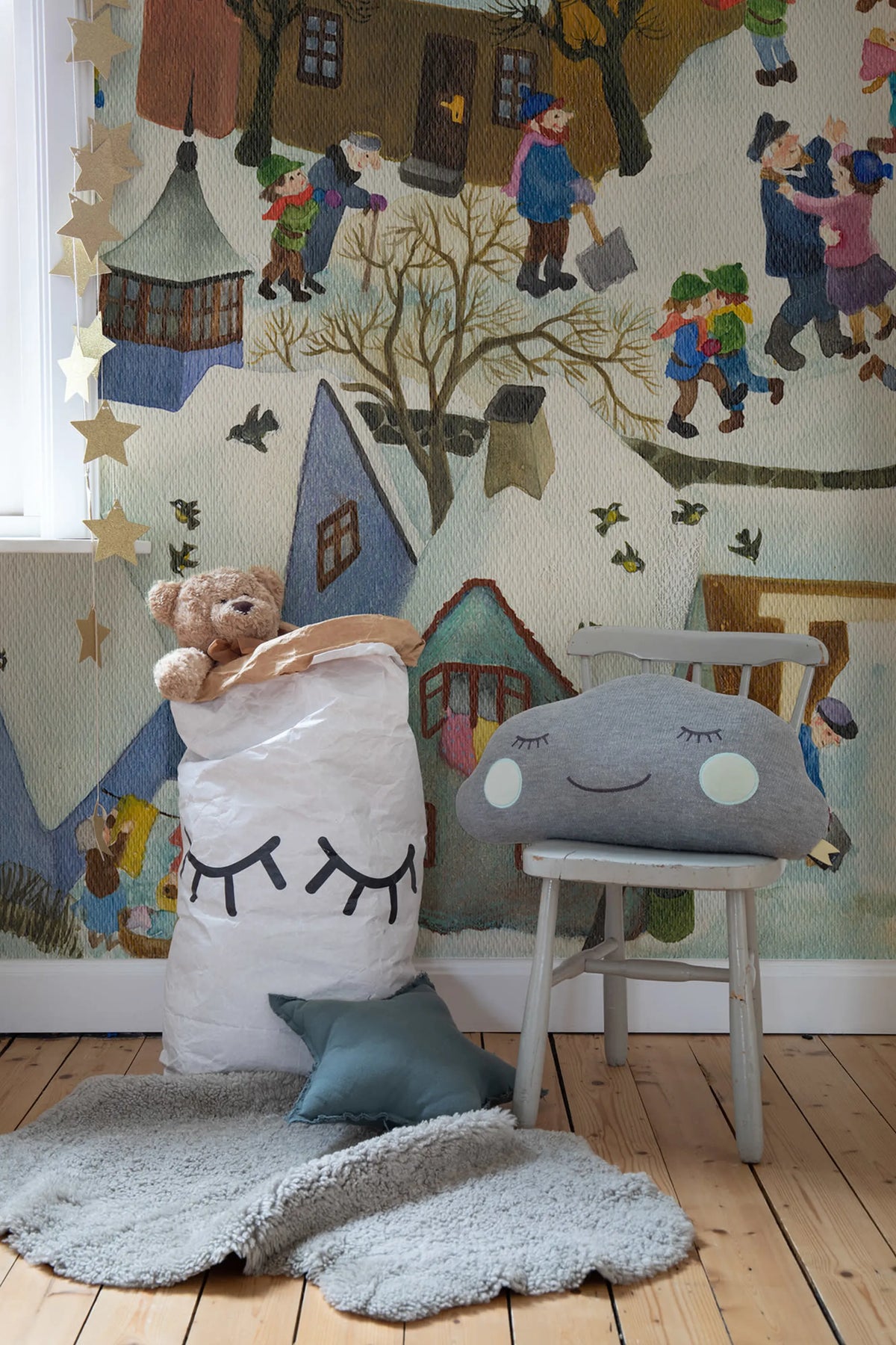 Friendly Town, Winter Mural Wallpaper - room preview 03