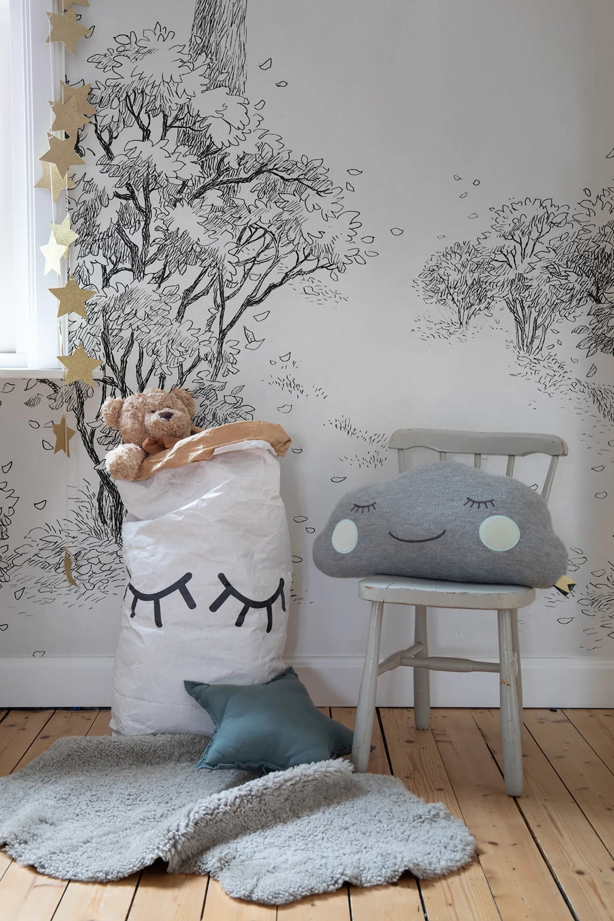 Forest Memories, Graphite Mural Wallpaper - room preview 03