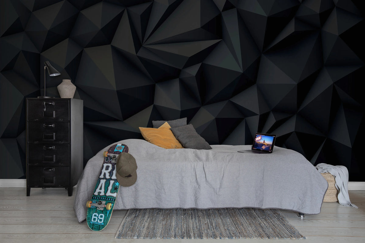Acoustic Panel, Black Mural Wallpaper - room preview 03