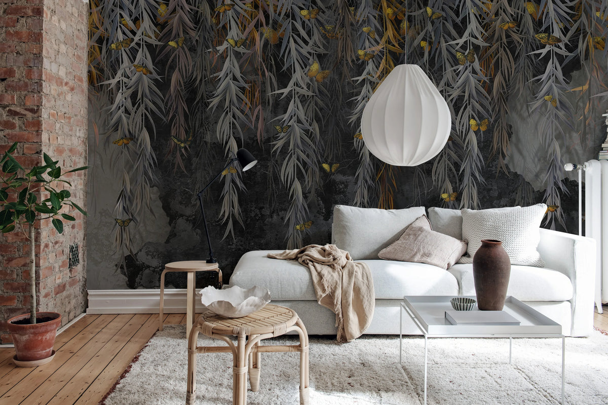 Golden Butterflies, Night Mural Wallpaper - room preview 03