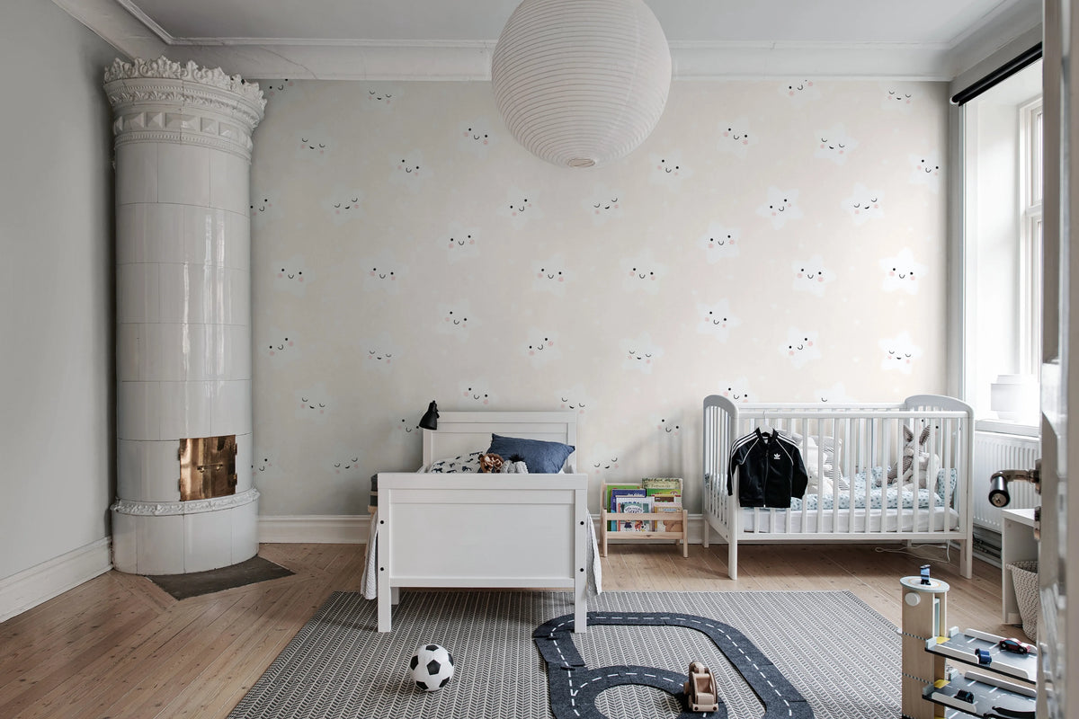 Cute Stars, Peach Mural Wallpaper - room preview 03