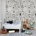Happy Animals, Gray Mural Wallpaper - room preview 03