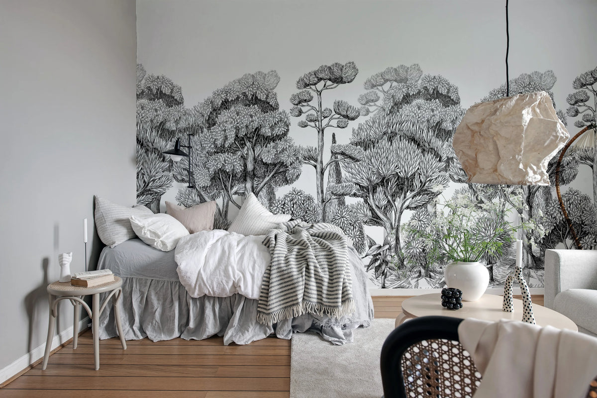 Forest Park, Graphite Mural Wallpaper - room preview 03