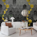 Gradient Geometry, Graphite Mural Wallpaper - room preview 03