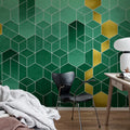 Gradient Geometry, Emerald Mural Wallpaper - room preview 03