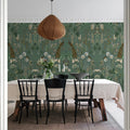 Peacock Garden, Green Mural Wallpaper - room preview 03