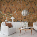 Peacock Garden, Ocher Mural Wallpaper - room preview 03