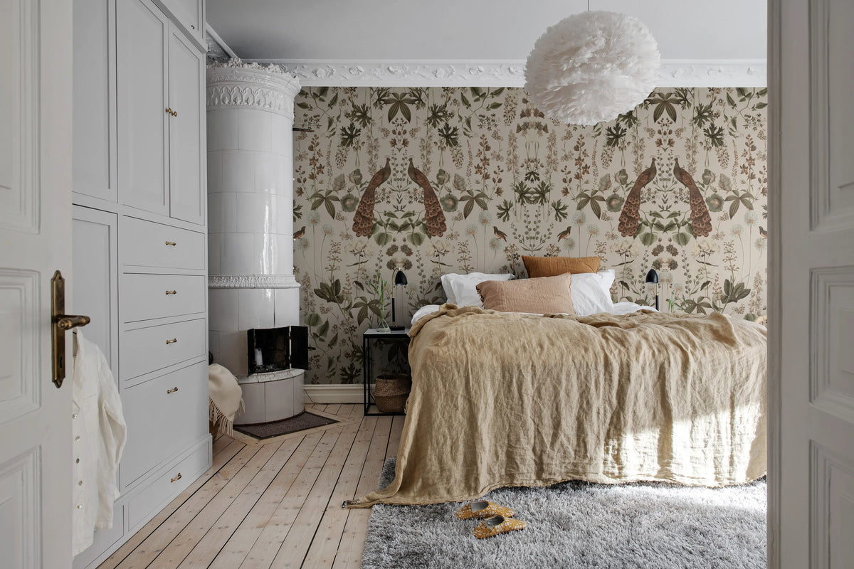 Peacock Garden, Sand Mural Wallpaper - room preview 03
