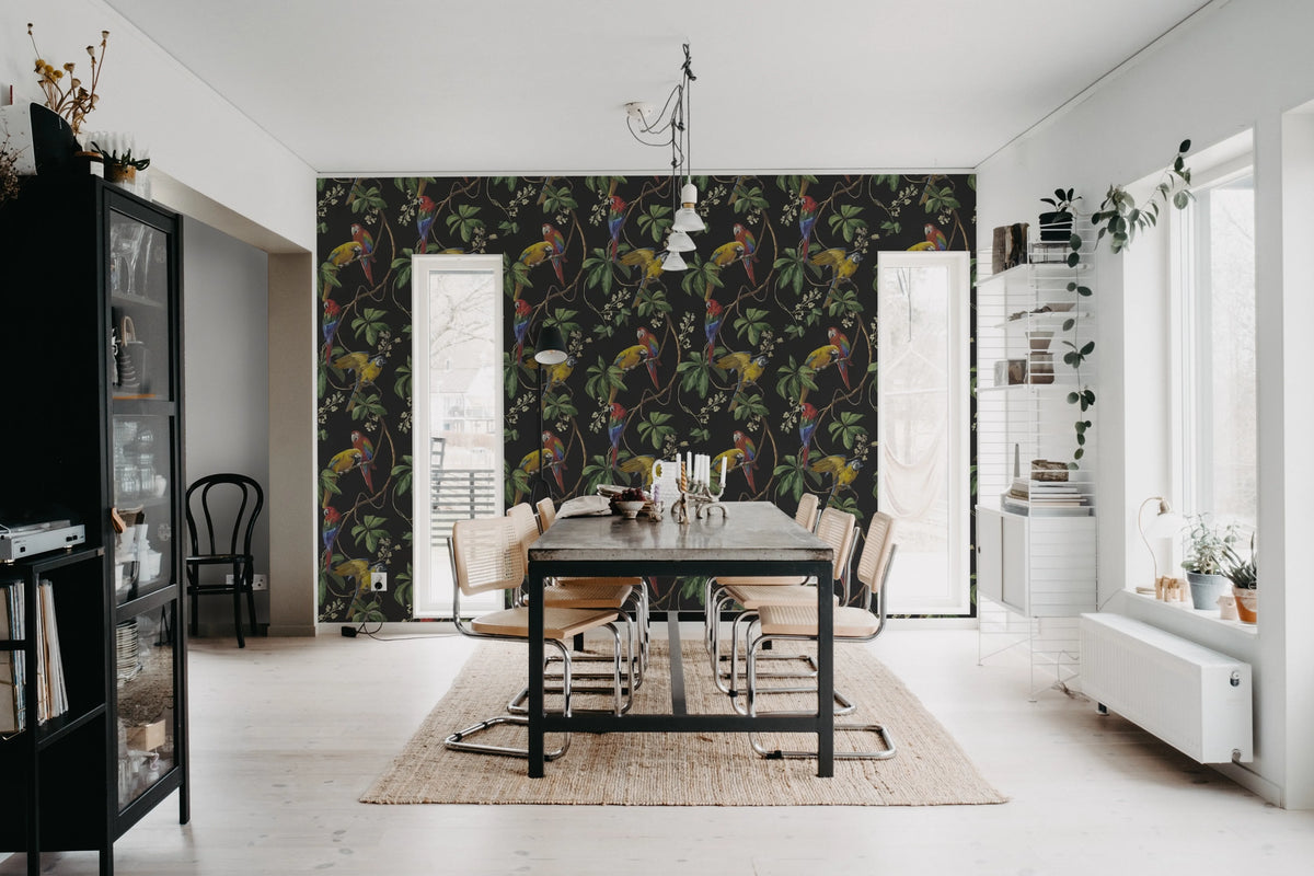 Parrots, Midnight Mural Wallpaper - room preview 03