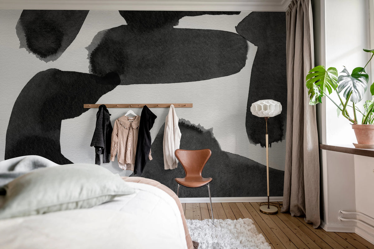 Wiggle Shapes, Graphite Mural Wallpaper - room preview 03
