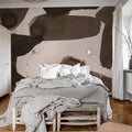 Wiggle Shapes, Brown Mural Wallpaper - room preview 03
