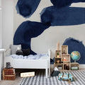 Wiggle Shapes, Blue Mural Wallpaper - room preview 03