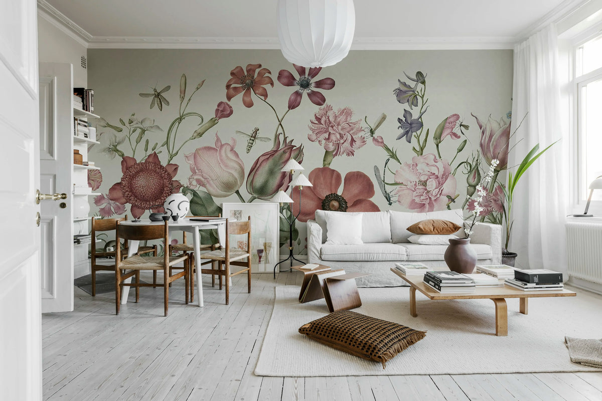 Wild Flowers, Vintage Mural Wallpaper - room preview 03