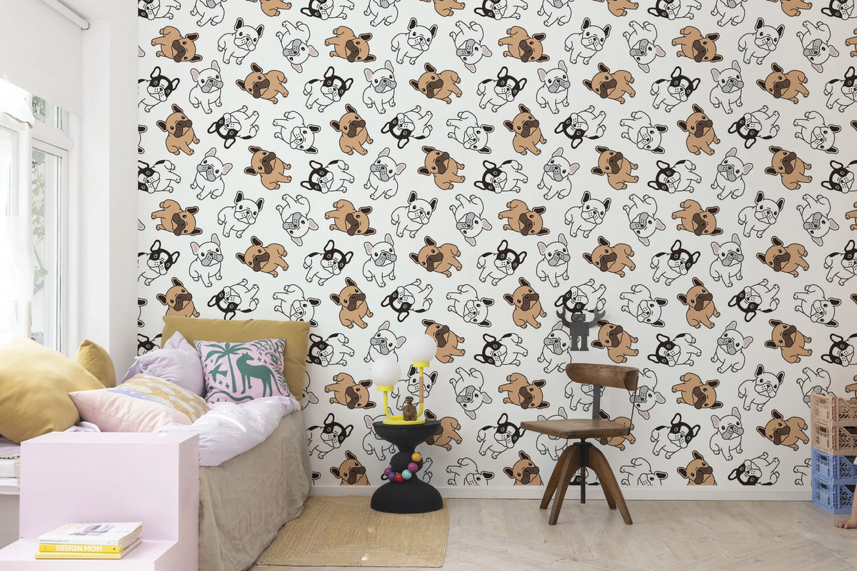 Frenchies Mural Wallpaper - room preview 03