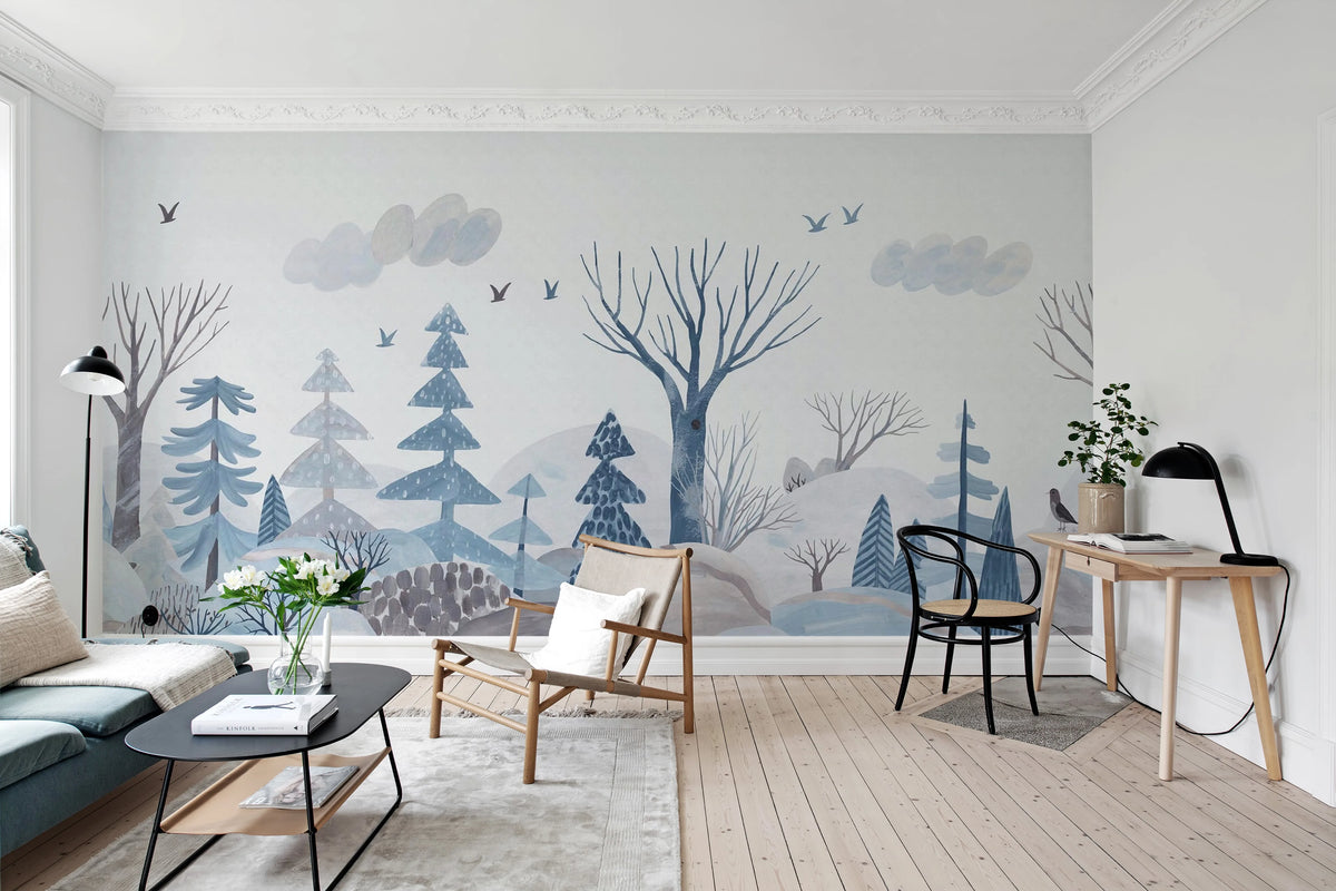 Winter Woods Mural Wallpaper - room preview 03