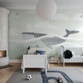 Happy Whale Mural Wallpaper - room preview 03