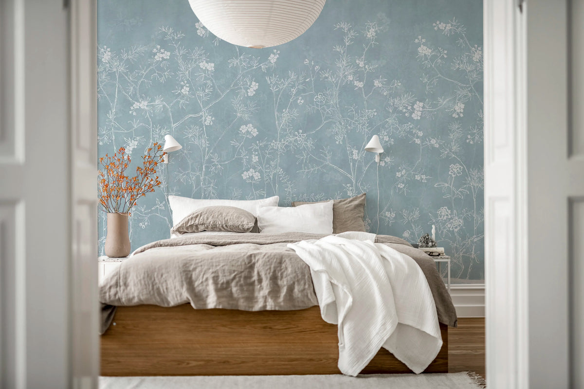 Soft Chinoiserie, Baby Blue Mural Wallpaper - room preview 03