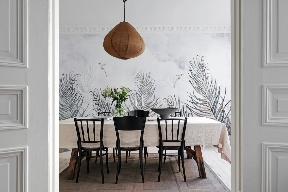 Hummingbird Leafs Mural Wallpaper - room preview 03