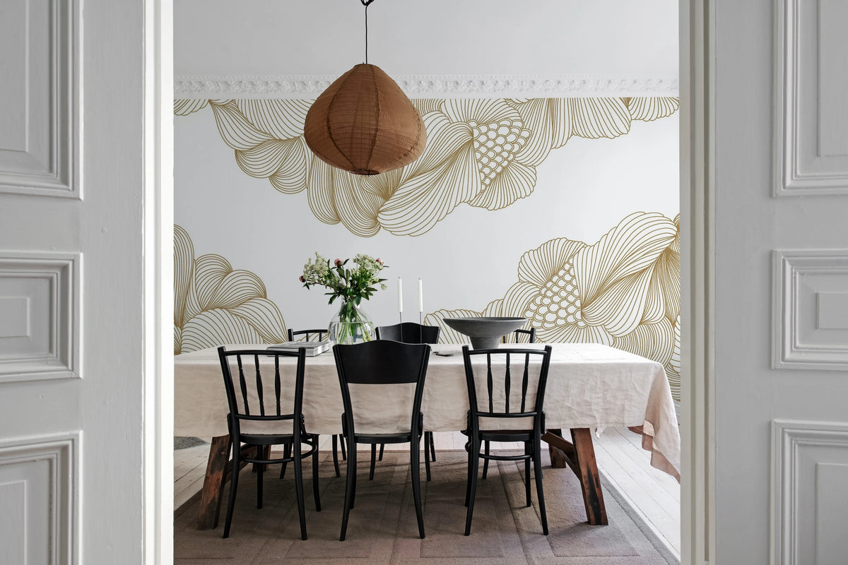Opulence, Golden Lines Mural Wallpaper - room preview 03